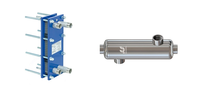 Пластинчатый разборный и кожухотрубный теплообменники для бассейна
