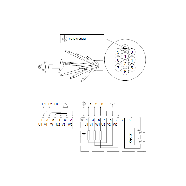 Погружной канализационный насос Grundfos SEV.80.100.60.2.51D.R артикул 96889339 – схема подключения
